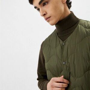 Men's Large Quilted Olive Vest Surf Cruz Button Front Puffer